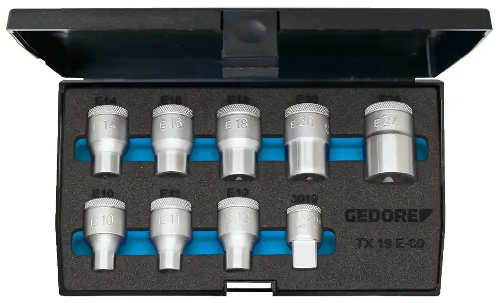 Gedore TX 19 E09 Socket wrench set 1/2" 9 pieces - 6265970 Professional Grade