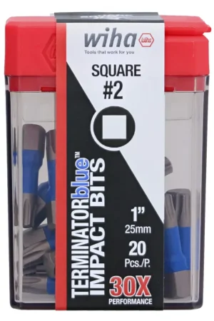 Wiha Set of 20 Terminator Blue Impact Bits, Sq2 x 1 in - WI 70065 Luxury