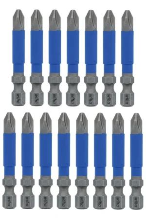Wiha Set of 15 Phillips Terminator Blue Impact Bits, PH2 x 2 in - WI 70242 Seasonal Sale