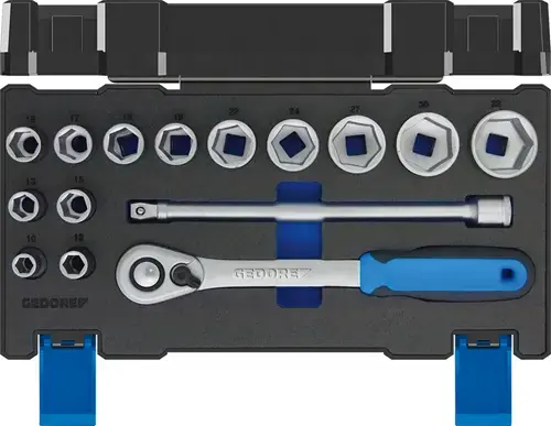 Direct From Factory Gedore Socket wrench set 1/2" 15 pieces, hexagonal 10-32 mm - 3014347
