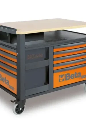 Beta Tools (Article# RSC28-R) Super Tank Rolling Tool Cabinet with Wood Worktop and 10 Drawer, Red - BT 28003003 Hassle-Free Returns