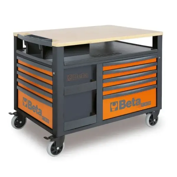 Beta Tools (Article# RSC28-R) Super Tank Rolling Tool Cabinet with Wood Worktop and 10 Drawer, Red - BT 28003003 Hassle-Free Returns