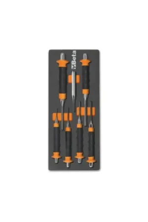 Beta Tools (Article# M240) Set of 7 Punch and Chisel with Soft Thermoformed Tray for Tool Cabinet Drawer - BT 24500240 Limited Time