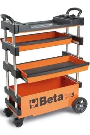 Authentic Beta Tools (Article# C27S-O) Collapsible Rolling Tool Cart - Orange - BT 27000201