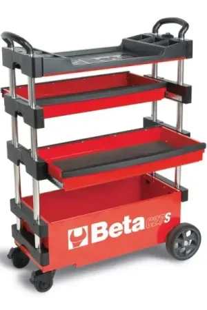 Authentic Beta Tools (Article# C27S-R) Collapsible Rolling Tool Cart - Red - BT 27000203