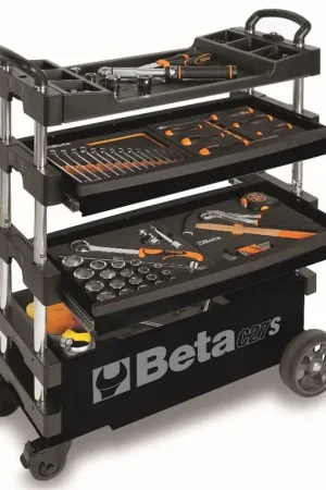 High Quality Beta Tools (Article# C27S-N/9005) Collapsible Rolling Tool Cart - Black - BT 27000205