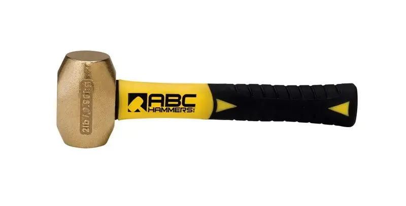 ABC Hammers 2 lbs Brass Hammer with 8 in Fiberglass Handle - ABC ABC2BFS Reduced Price