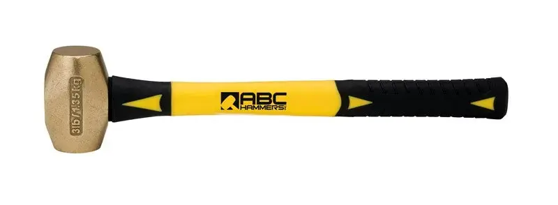 ABC Hammers 3 lbs Brass Hammer with 14 in Fiberglass Handle - ABC ABC3BF Must Have