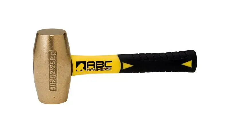 ABC Hammers 5 lbs Brass Hammer with 8 in Fiberglass Handle - ABC ABC5BFS Reduced Price