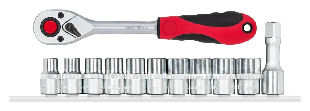 Gedore Set of 12 1/2 in 6-Point Socket Wrench, Ratchet and Bar - GD 3300030 Trending