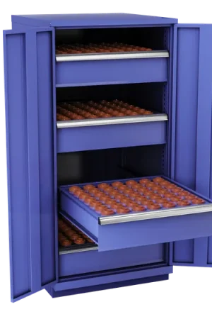 Bargain Champion Tool 2-Door Metal CNC Modular Storage Cabinet with 196 HSK40 Tool Capacity, 28-1/4 W x 59-1/2 H x 28-1/2 D in - CM SW2700H40-FTB