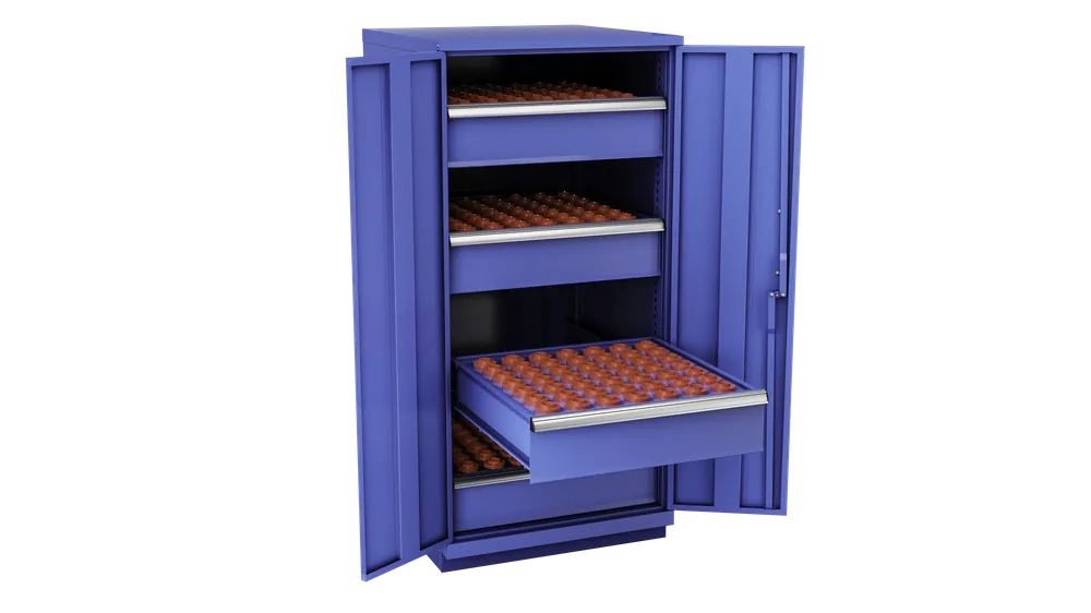 Bargain Champion Tool 2-Door Metal CNC Modular Storage Cabinet with 196 HSK40 Tool Capacity, 28-1/4 W x 59-1/2 H x 28-1/2 D in - CM SW2700H40-FTB