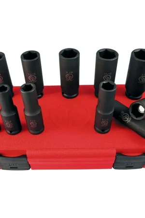 Affordable Chicago Pneumatic Set of 11 SS4011DG 1/2 in Drive SAE/Imperial Deep Magnetic Impact Sockets - CP 8940164470