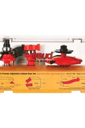 Affordable Freud 97-260 3 Piece Premier Adjustable Cabinet Bit Set
