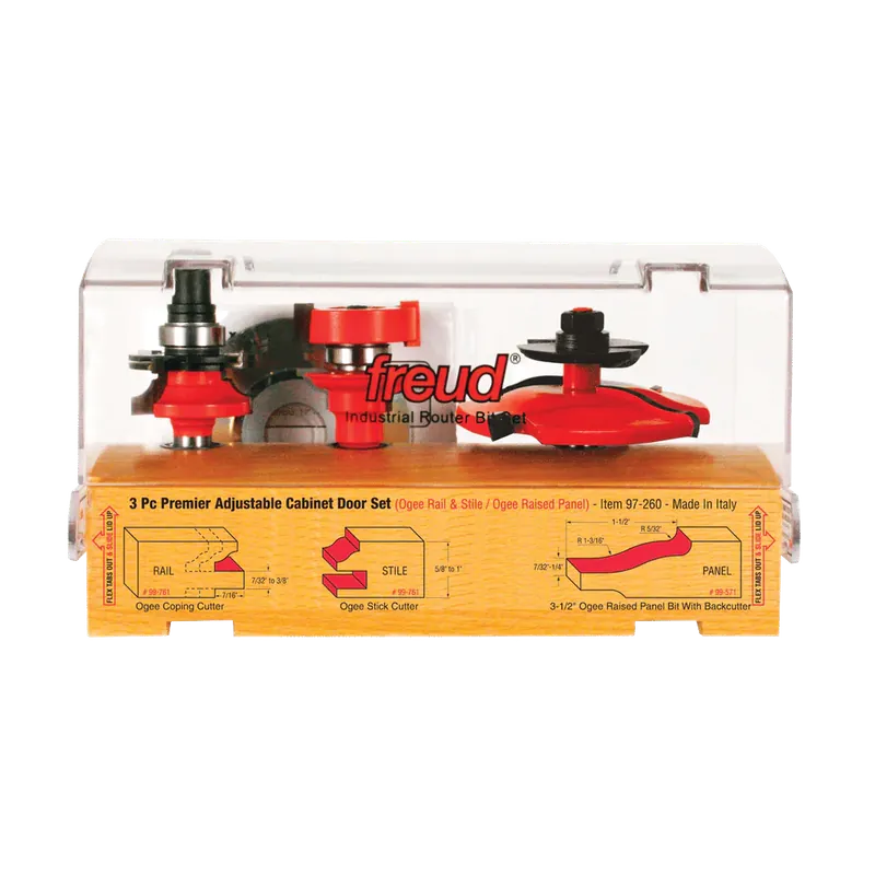 Affordable Freud 97-260 3 Piece Premier Adjustable Cabinet Bit Set