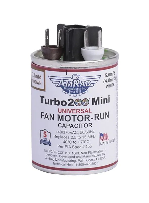 MARS 12100 AmRad Turbo 200 Mini 2.5 MFD to 15 MFD 440/370V Universal Motor Run Capacitor Clearance