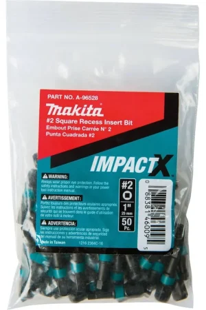 Makita A-96528 ImpactX #2 Square Recess 1" Insert Bit, 50/pk, Bulk Hot Picks
