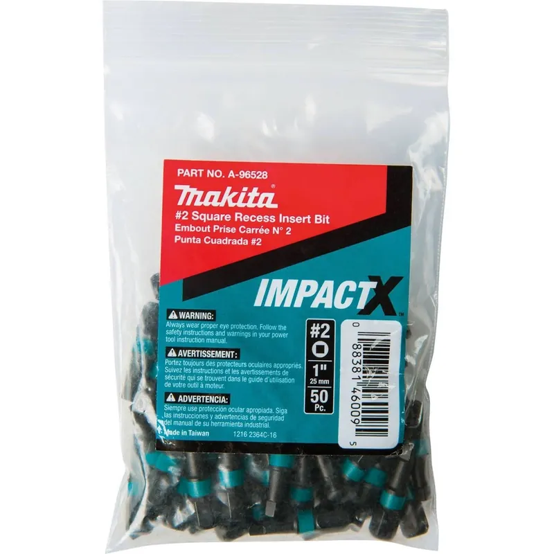 Makita A-96528 ImpactX #2 Square Recess 1" Insert Bit, 50/pk, Bulk Hot Picks