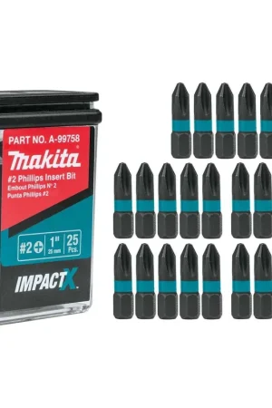 Must Have Makita A-99758 ImpactX #2 Phillips 1" Insert Bit, 25/pk