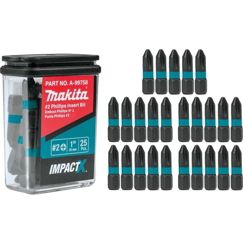 Must Have Makita A-99758 ImpactX #2 Phillips 1" Insert Bit, 25/pk