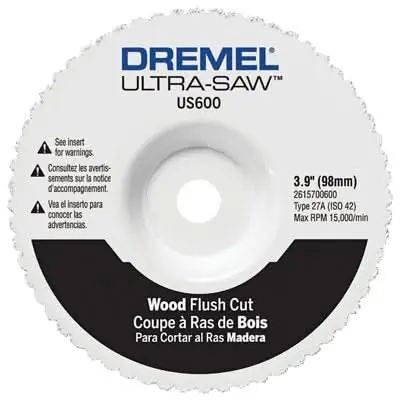 Certified Dremel US600-01 Ultra-Saw US600 4-in. Premium Carbide Wood & Plastic Flush Cut Wheel for wood, drywall and PVC