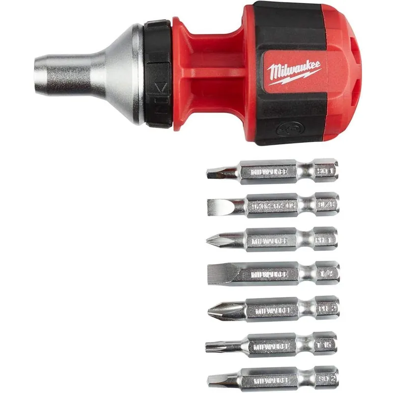 Express Delivery Milwaukee 48-22-2330 8-In-1 Compact Ratcheting Multi-Bit Driver