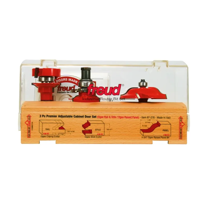 Premium Freud 97-276 3 Piece Premier Adjustable Cabinet Router Bit Set