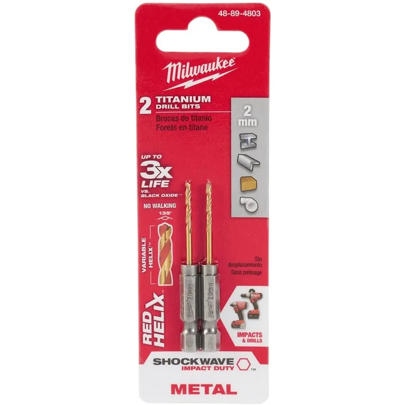 Milwaukee 48-89-4803 Metric Shockwave Titanium Red Helix 2mm Markdown