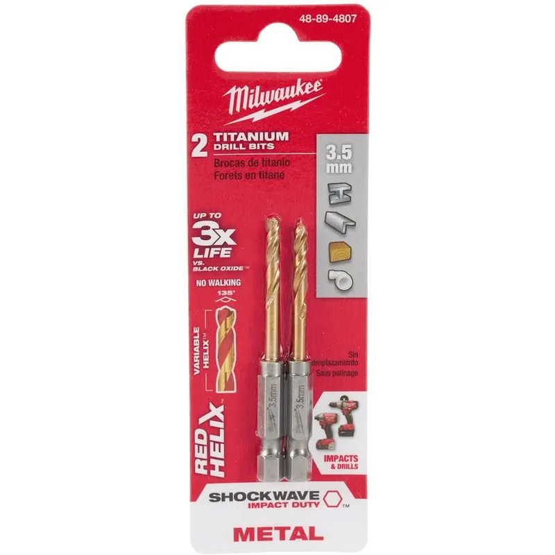 Deal Milwaukee 48-89-4807 Metric Shockwave Titanium Red Helix 3.5mm
