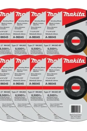 While Supplies Last Makita A-96045-10 7" x 1/4" x 7/8" INOX Grinding Wheel, 36 Grit, 10/pk