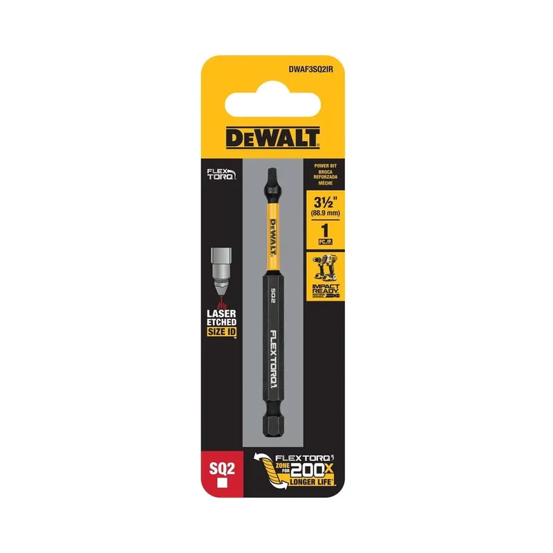 DeWalt DWAF3SQ2IR FlexTorq Impact Ready Screwdriving Bit, SQ2, 3-1/2 in. Free Returns