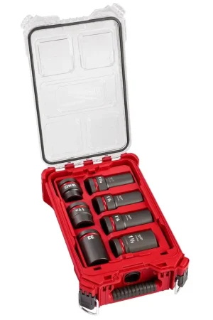 While Supplies Last Milwaukee 49-66-7840 SHOCKWAVE Impact Duty 1" Drive 7PC MM & SAE Wheel Service Socket PACKOUT Set