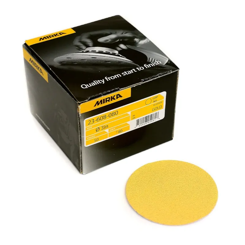 Same Day Shipping Mirka Gold 3-in. 600 Grit Hook and Loop Sanding Discs, 50-Pack (23-608-600)