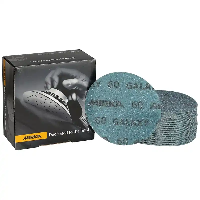 Crafted Mirka Galaxy 5-in. 60 Grit Hook and Loop Sanding Discs, 50-Pack, No-Hole Ceramic Abrasive for Random Orbital Sanders (FY-612-060)