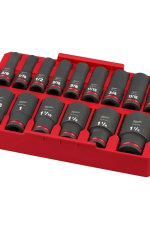 49-66-6817 SHOCKWAVE Impact Duty Socket 1/2" Dr 15PC SAE TRAY Set Buy Direct