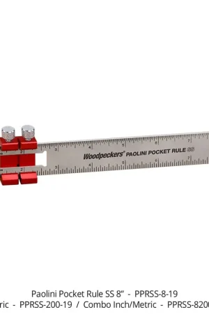 Big Sale Woodpeckers PPRSS-8200-19 Paolini Pocket Rule, 8"/200mm Stainless