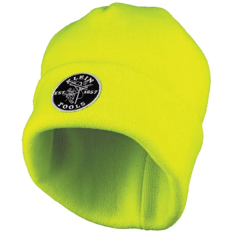 Trending Klein Tools 60568 Heavy Knit Hat, High-Visibility Yellow, Patch Logo