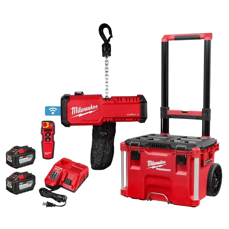 Professional Grade Milwaukee 2983-22HD M18 Compact 1-Ton Chain Hoist w/ ONE-KEY