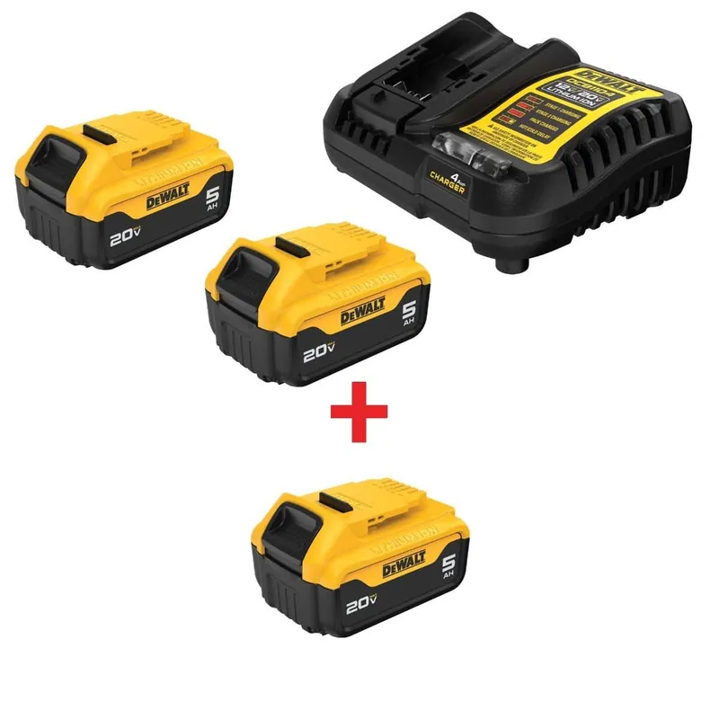 Certified DeWalt 20V MAX 5.0Ah 3-Battery & Charger Starter Kit