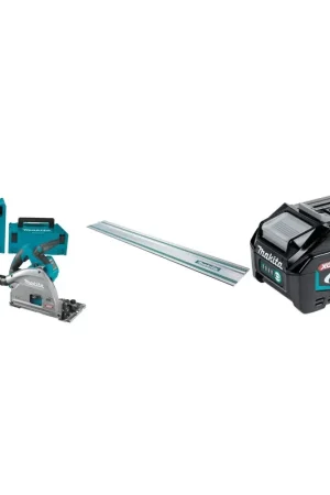 Affordable Makita 40V max XGT Brushless Cordless 6-1/2-in Plunge Track Saw, AWS Capable, 4.0Ah Kit with 55 In. Guide Rail for Track Saws and 40V max XGT 4.0Ah Battery