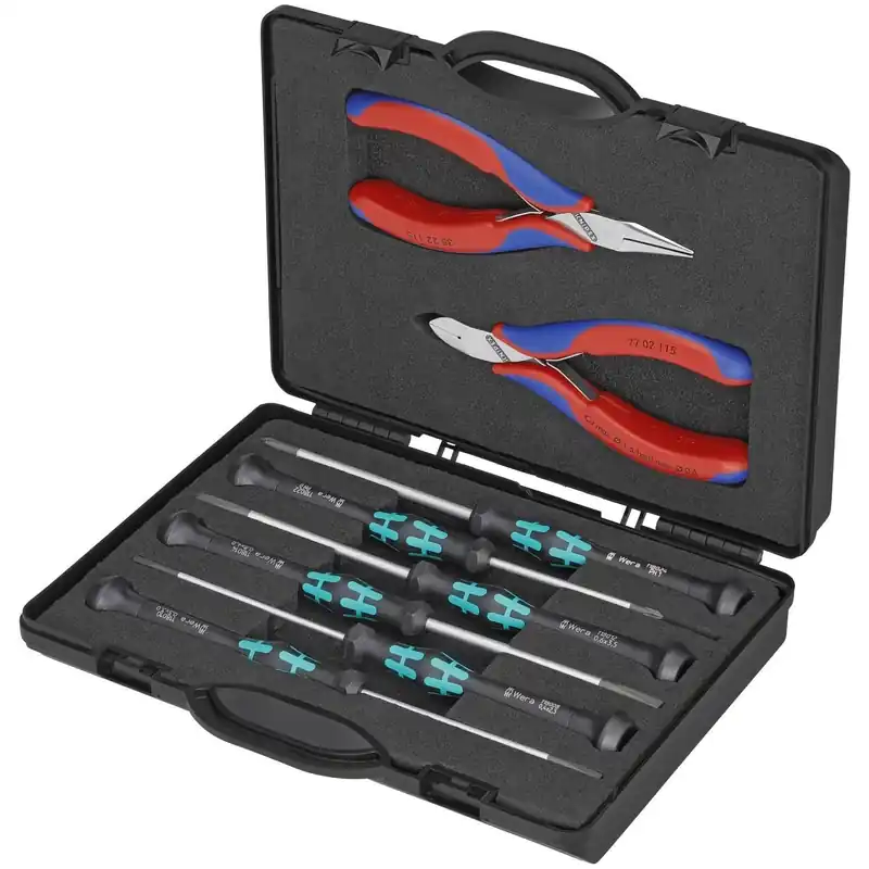 Knipex 00 20 18 8 Pc Electronics Tool Set in Case with Foam Super Sale