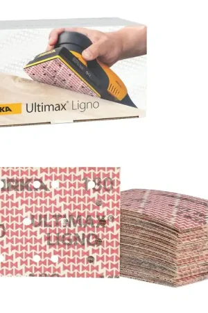 While Supplies Last Mirka Ultimax Ligno 3 x 4-in. P180 Hook-and-Loop Sanding Sheets, 50-Pack (UL-6B8-180)