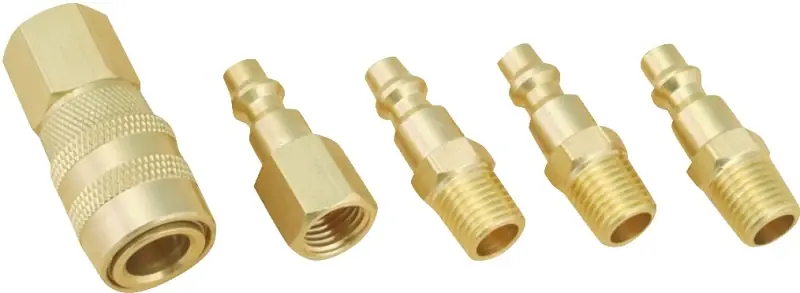 Flash Sale ProSource DZA019 5-Piece Hose Coupler Set, 1/4 in, MNPT, Brass, Brass