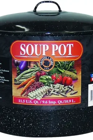 Special Discount Granite Ware F6135-6 Soup Pot, 12 qt Capacity, Steel, Black