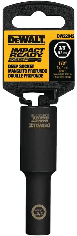 Cheap DEWALT IMPACT READY DW22842 Impact Socket, 3/8 in Socket, 1/2 in Drive, Square Drive, 6-Point, Steel, Black Oxide