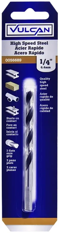 Vulcan 231401OR Jobber Drill Bit, 1/4 in Dia, 4 in OAL, 3-Flat Shank Save Now