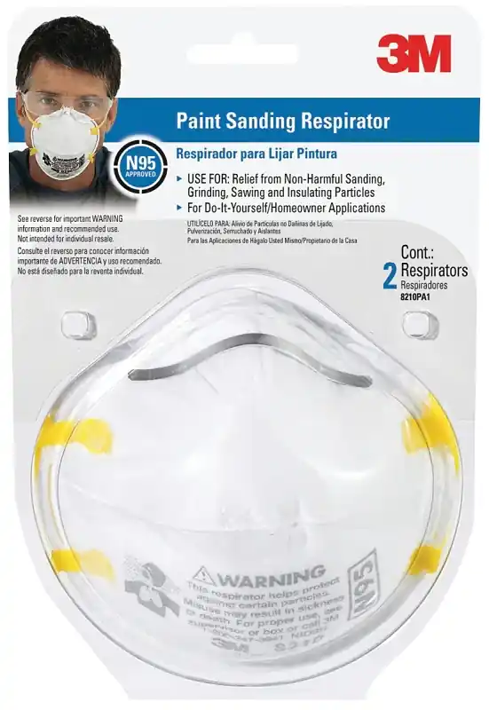 3M 8210PA1-A/8654 Paint Sanding Respirator, N95 Filter Class, 95 % Filter Efficiency, White Sale