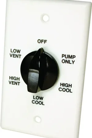 Today Only Dial 7112 Wall Switch, 2-Speed, Plastic, White, For: Evaporative Cooler Purge Systems