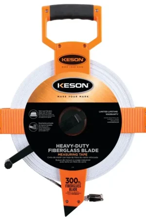 Keson OTR18300 Tape Measure, 300 ft L Blade, 1/2 in W Blade, Fiberglass Blade, ABS Case, Pumpkin Case Get Yours