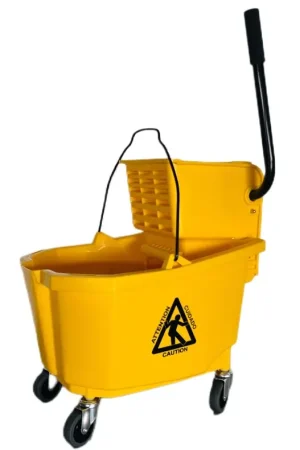 Must Have Simple Spaces 9130 Mop Bucket with Ringer, 32 qt Capacity, Plastic Bucket/Pail, Plastic Wringer, Yellow